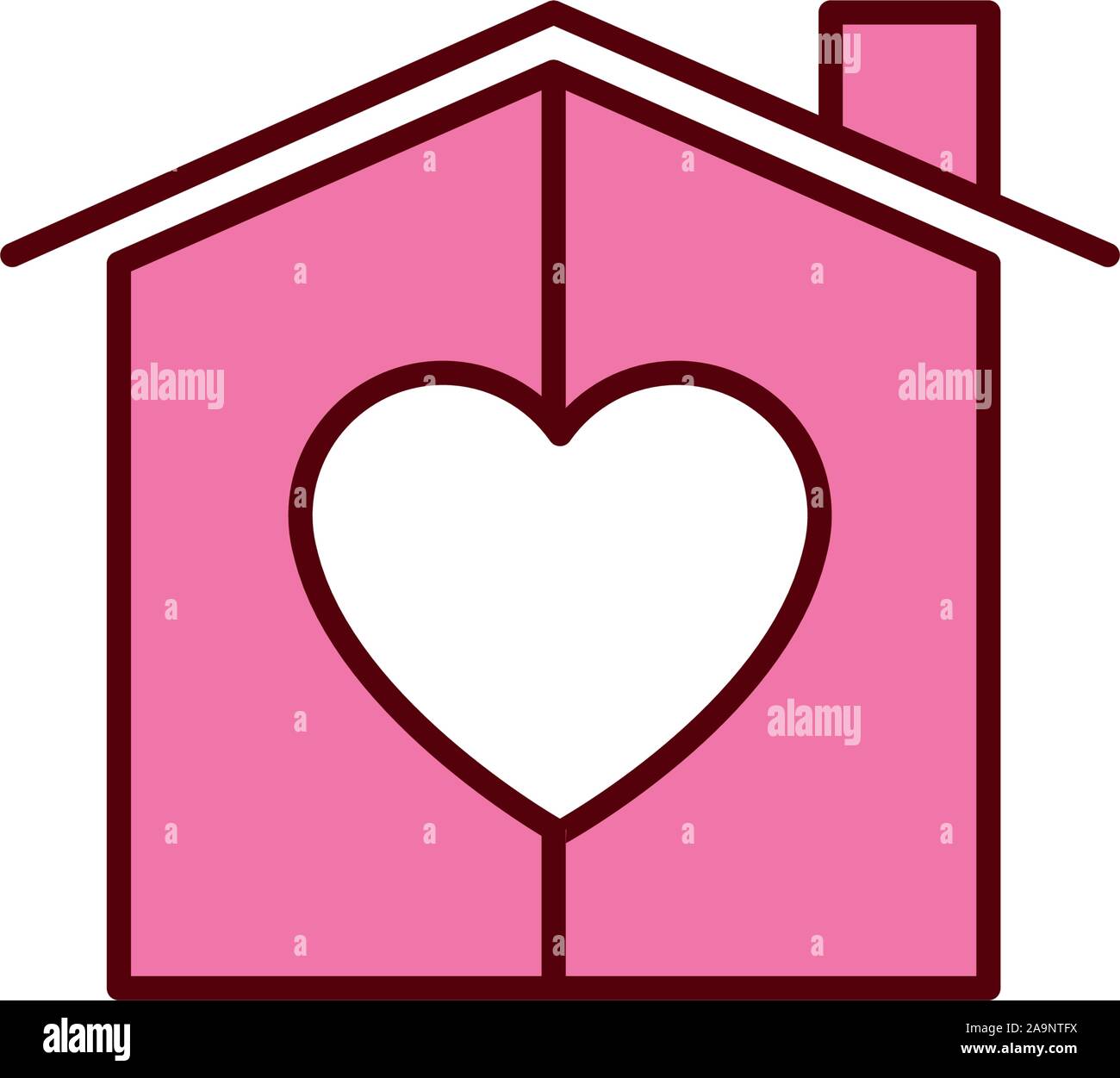 home card heart romantic passion love flat line vector illustration ...