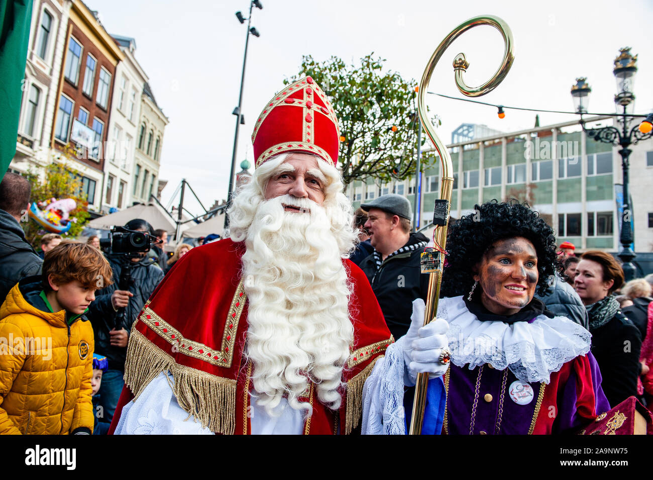 Sinterklaas arriving at the centre of the city during the event.Like each  year the first Saturday after November 11th, the red-and-white-clad  Sinterklaas (St. Nicholas) arrives with great fanfare to several Dutch  cities.