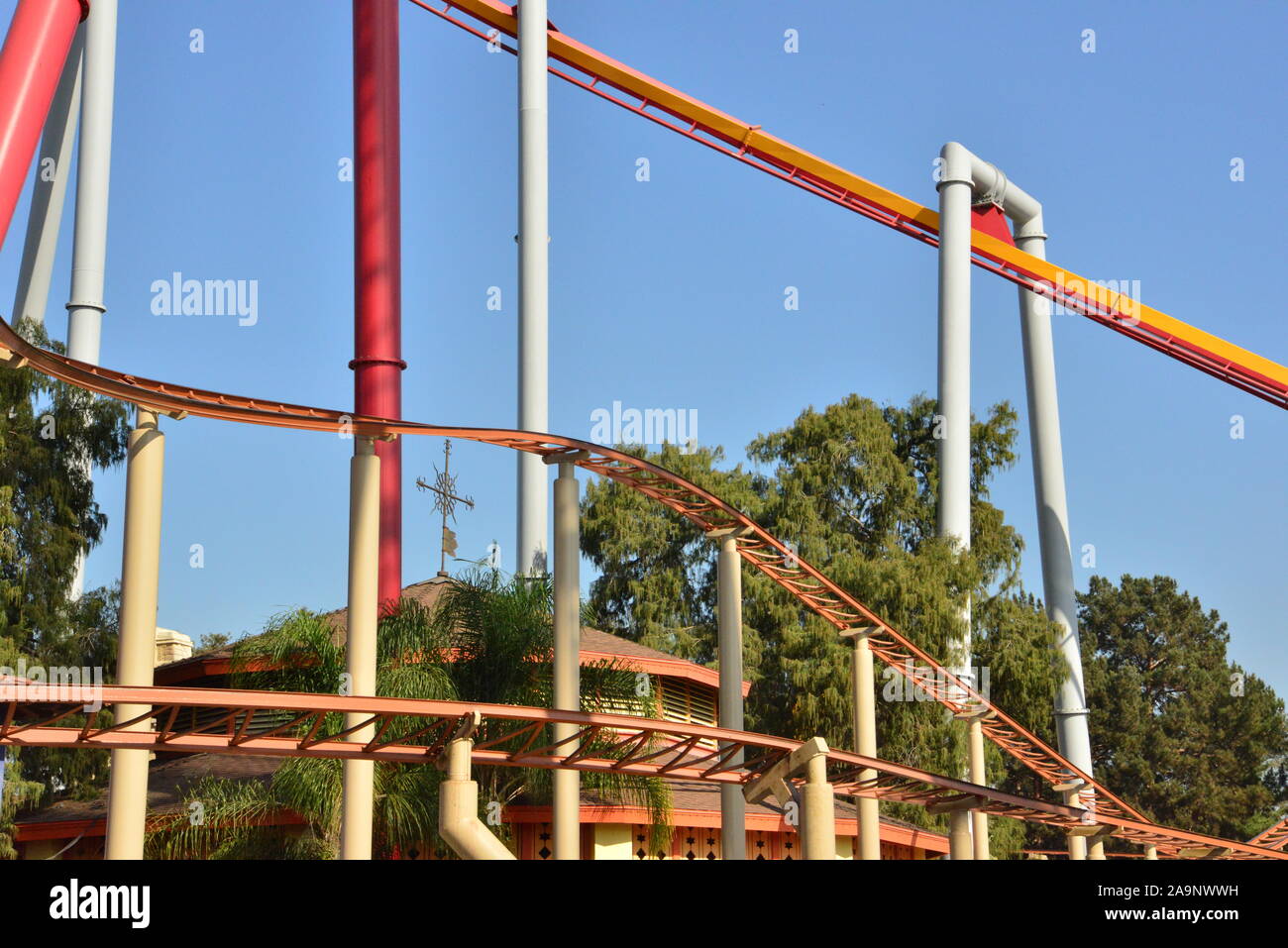 A roller coaster at Knott's Berry Farm in Los Angeles Stock Photo Alamy