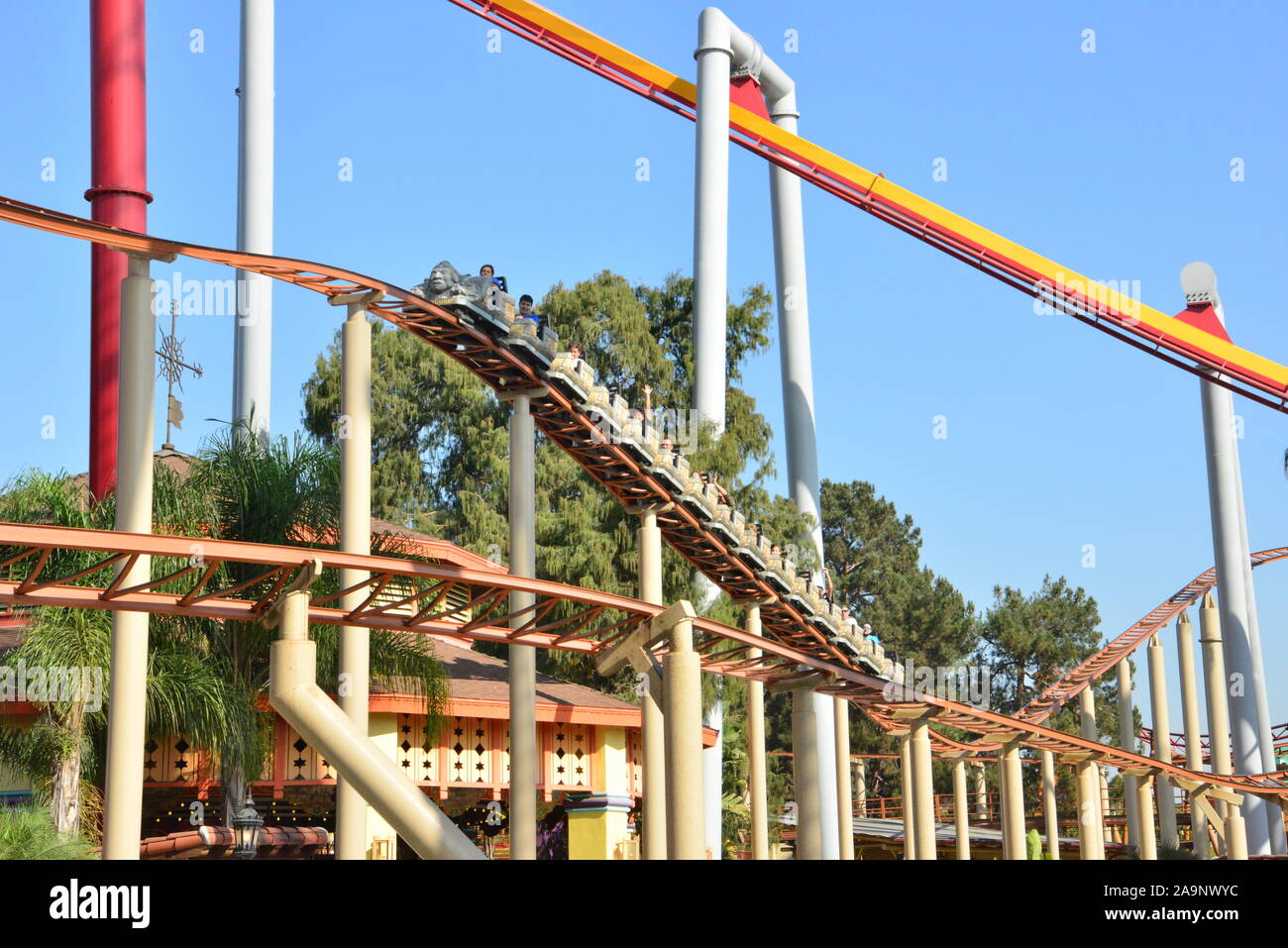 A roller coaster at Knott's Berry Farm in Los Angeles Stock Photo Alamy