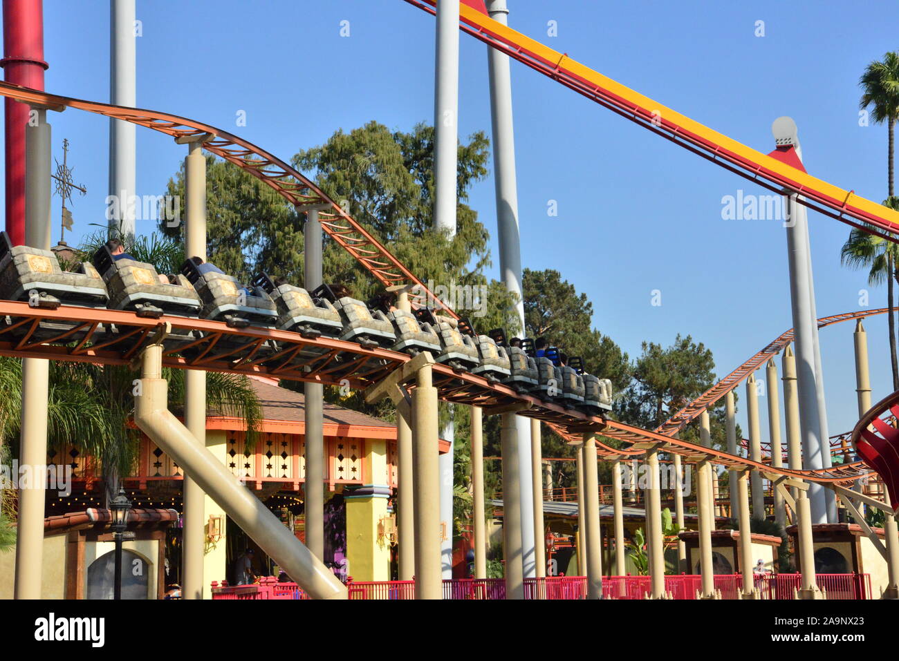 A roller coaster at Knott's Berry Farm in Los Angeles Stock Photo Alamy