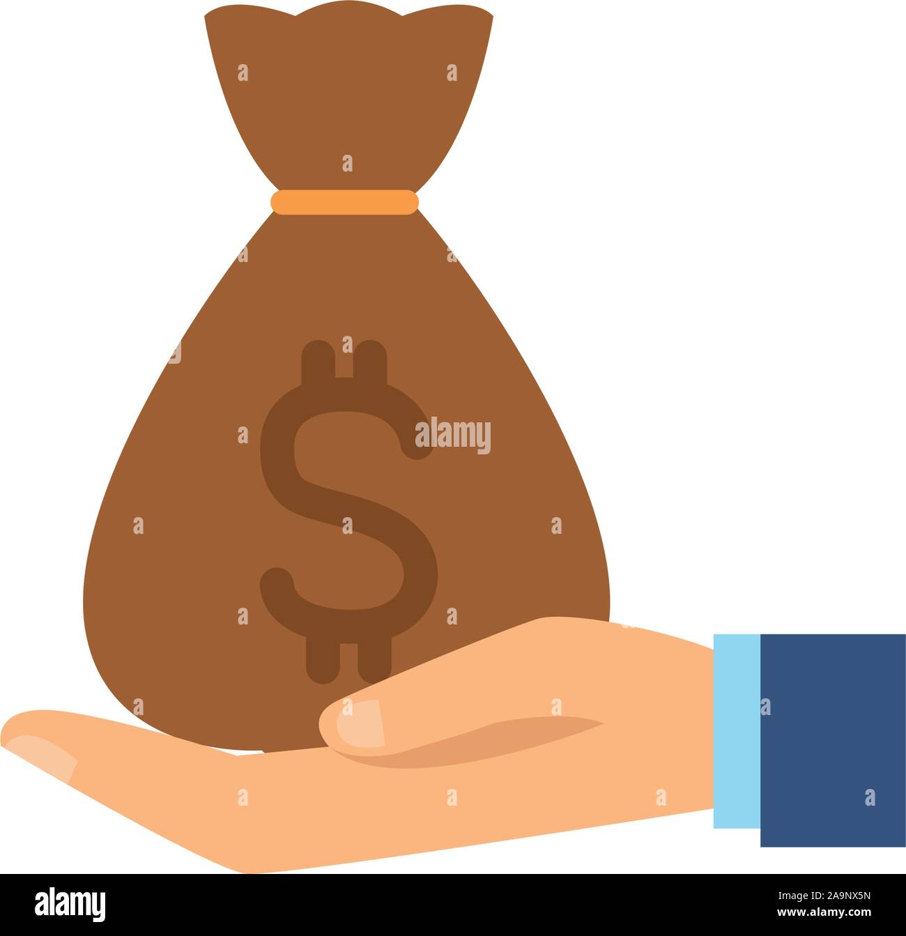 hand holding bag money flat image vector illustration Stock Vector ...