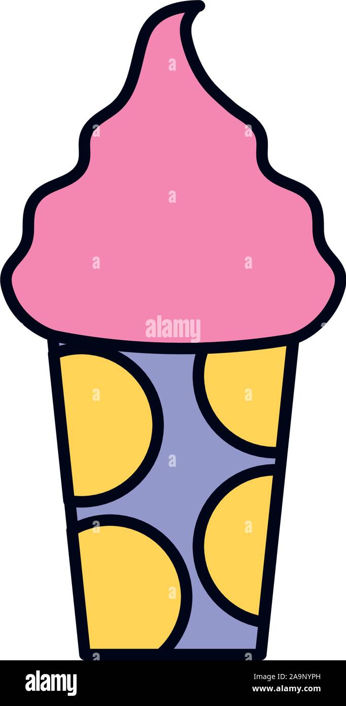 ice cream cup celebration party line fill design vector illustration ...