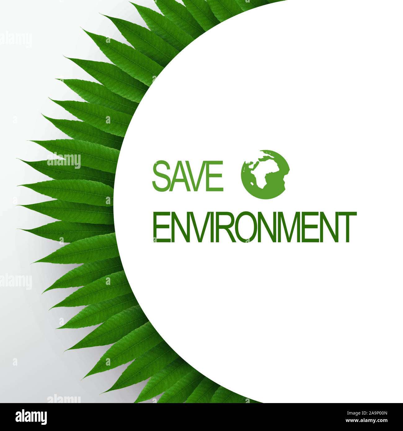 Save environment poster with fresh green leaves Stock Photo