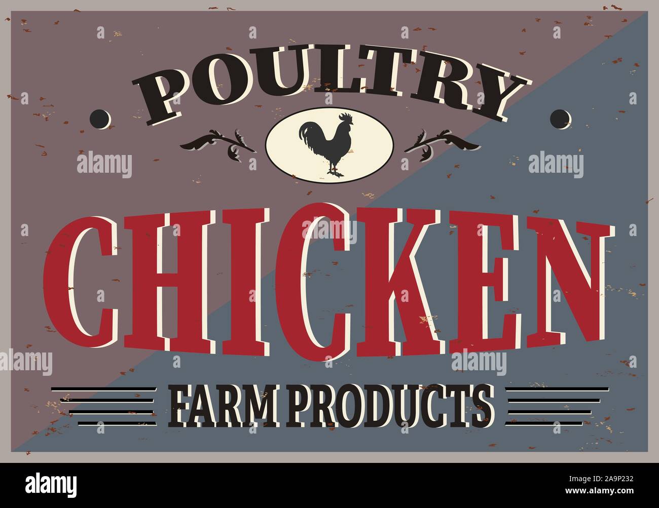 Fried chicken retro sign design concept on black background. Vintage