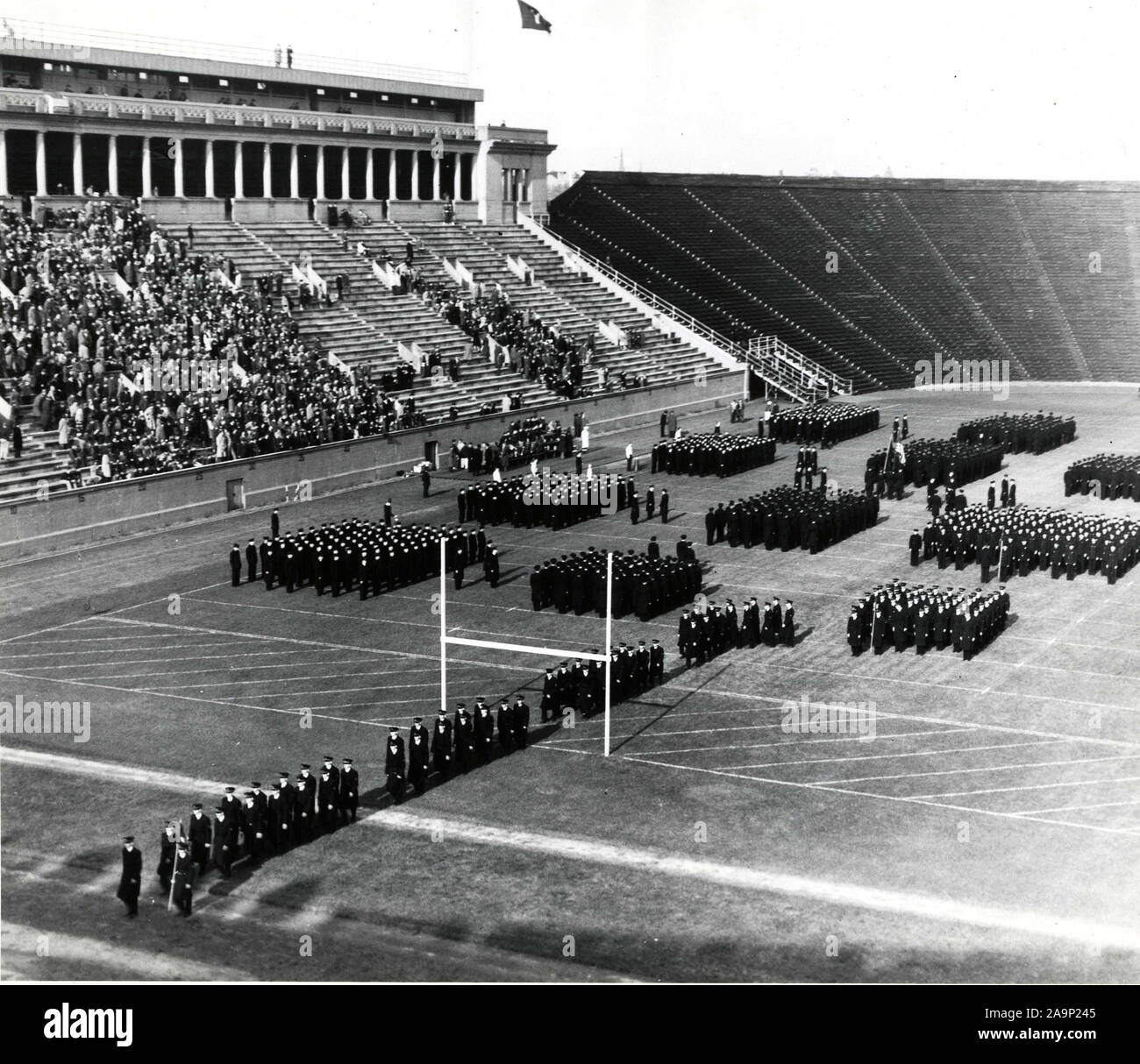 May 1945 - V-12 Regiment on Soldiers Field at Harvard Stock Photo
