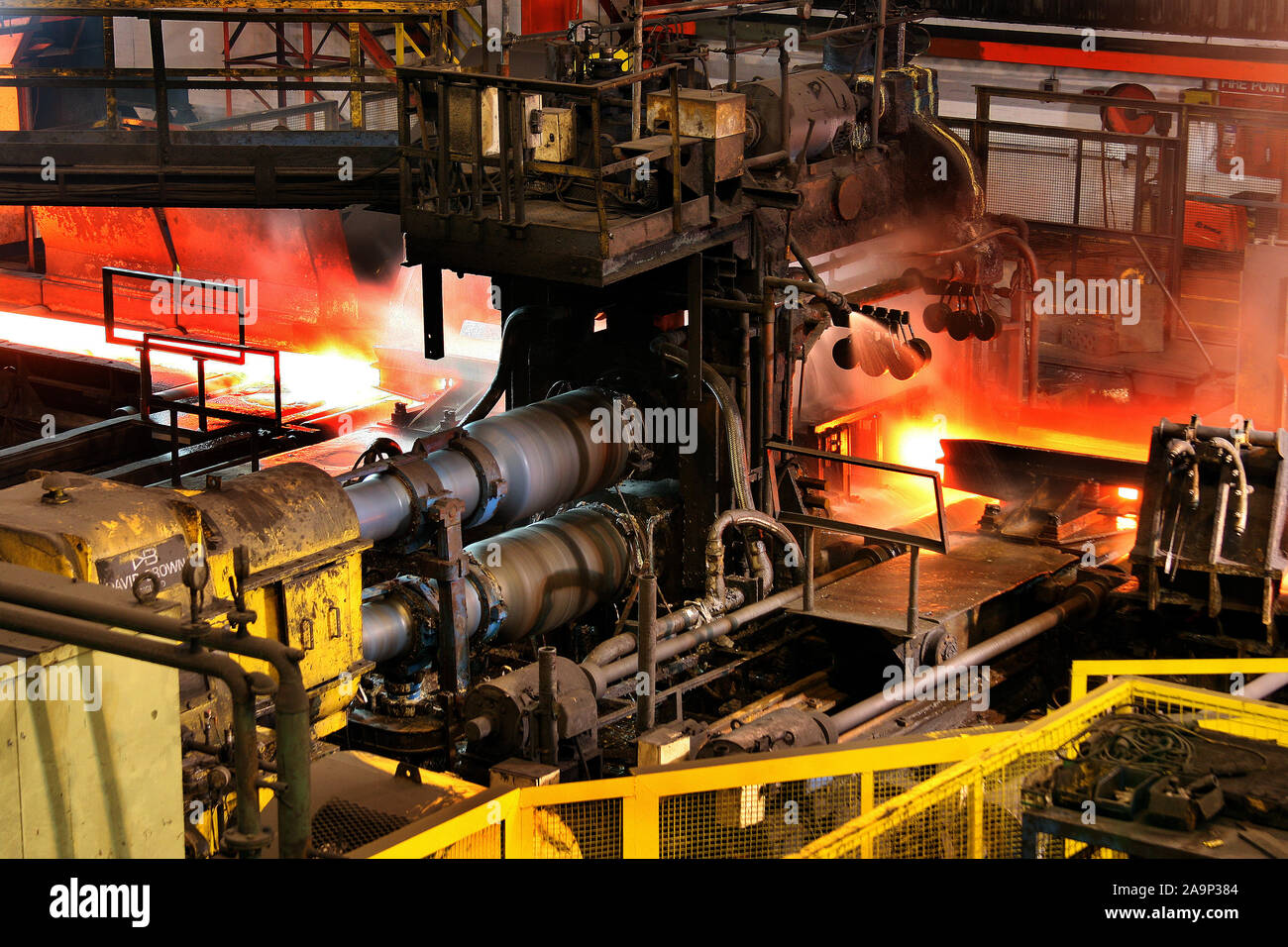 Steel rolling mill on large integrated steelworks. Stock Photo