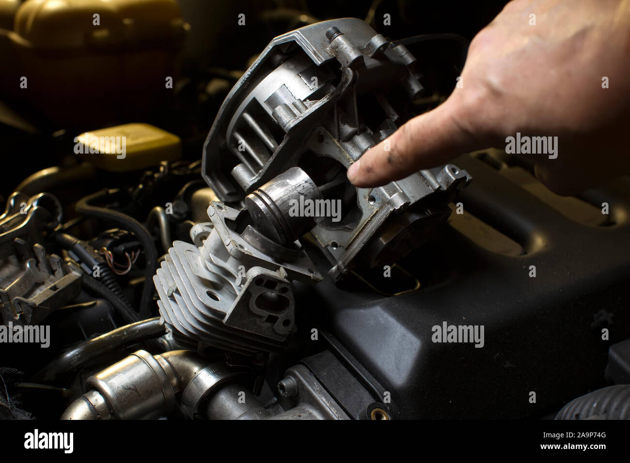 Fuel system repair. Car engine Stock Photo Alamy