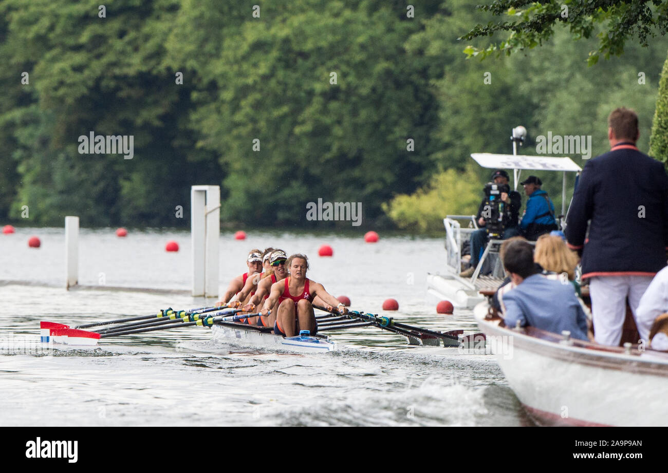 Henley-on-Thames. United Kingdom.   Princess Grace Challenge Cup. Hollandia Roeiclub, NED W4X. Bow, L SCHEENARD, O. van ROOIJEN, A. SOUWER and N. BEUKERS. 2017 Henley Royal Regatta, Henley Reach, River Thames.   11:30:32  Saturday  01/07/2017     [Mandatory Credit. Peter SPURRIER/Intersport Images. Stock Photo