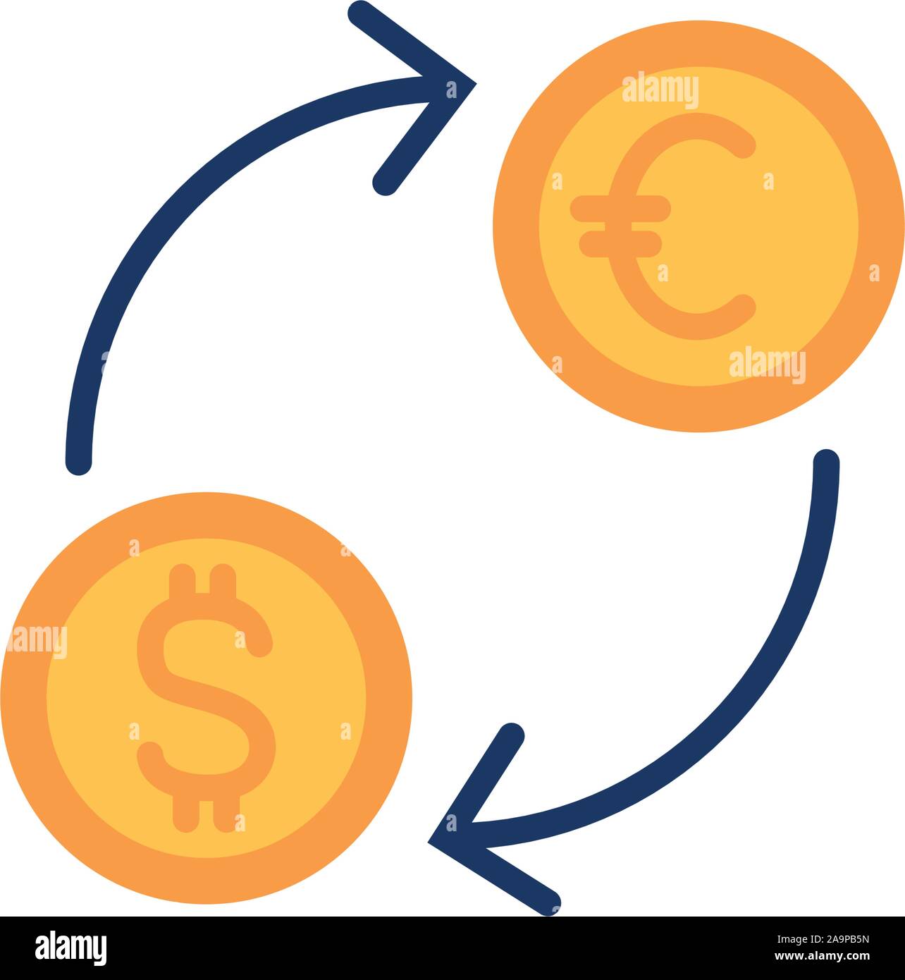 exchange dollar euro coins money flat image vector illustration Stock ...