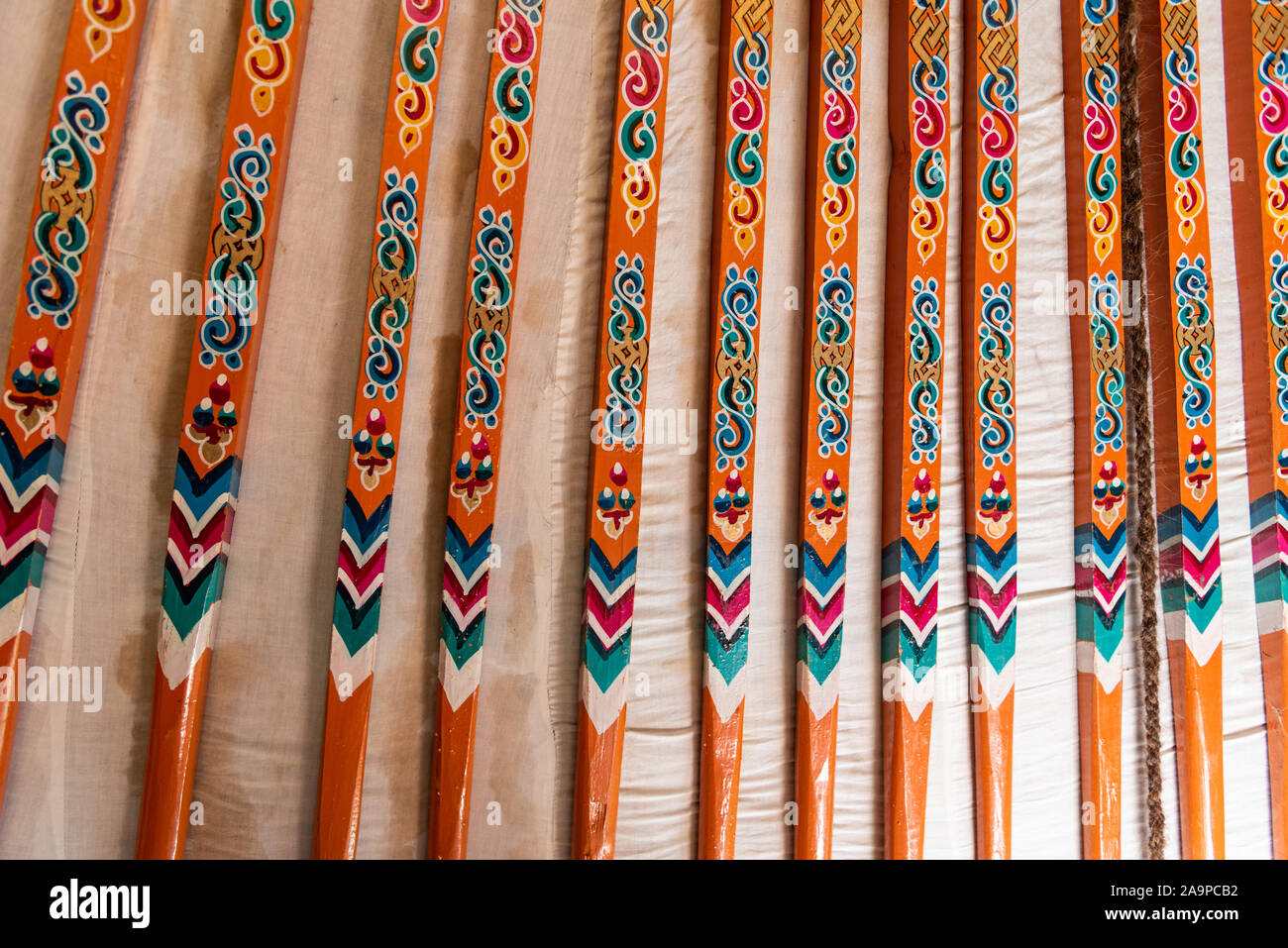 Detail of the inside of a Mongolian Ger (Yurt Stock Photo - Alamy