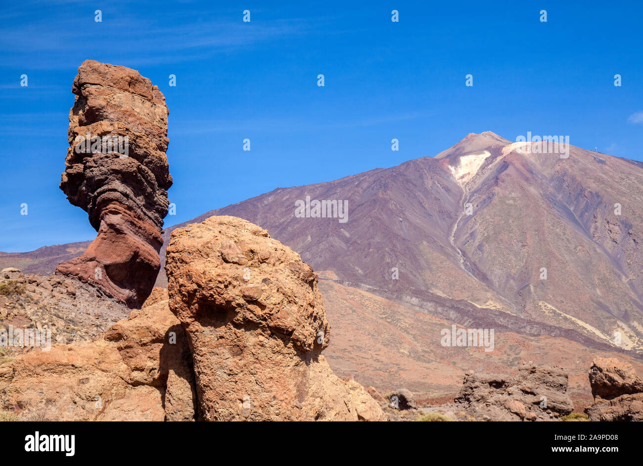 Tenerife, rock formations marking former summit of the island Roques ...