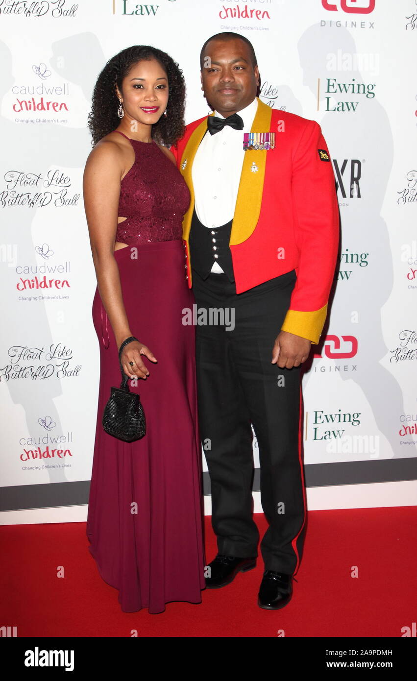 London, UK. 16th Nov, 2019. Johnson Beharry and guest attend the Caudwell Children Float Like A Butterfly Ball at the Grosvenor House in London. Credit: SOPA Images Limited/Alamy Live News Stock Photo