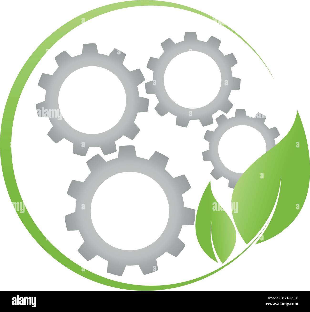 Gears, mechanics, leaves, logo Stock Vector