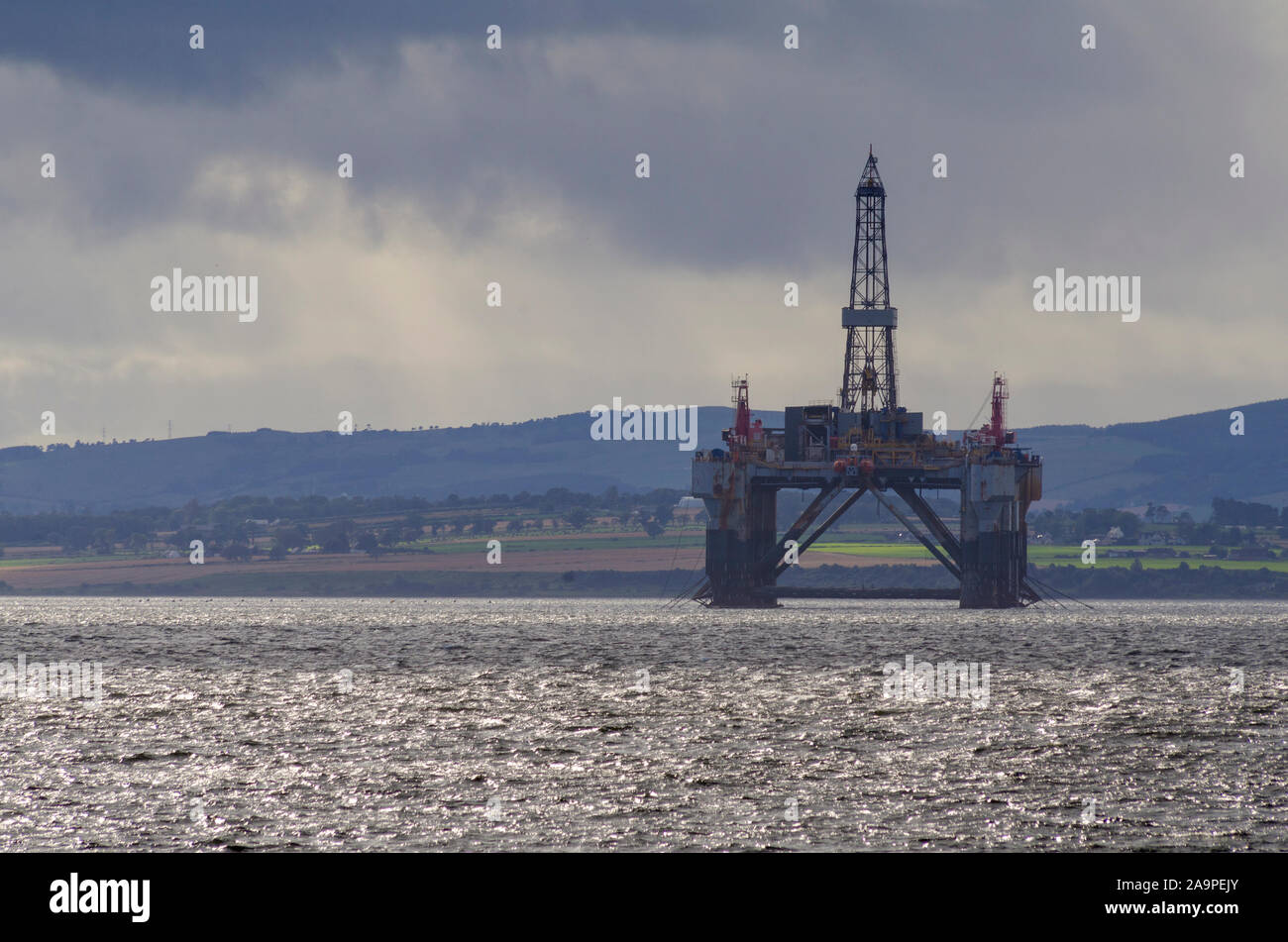 OIl rigs in the Cromarty Firth Sutherland Scotland UK Stock Photo