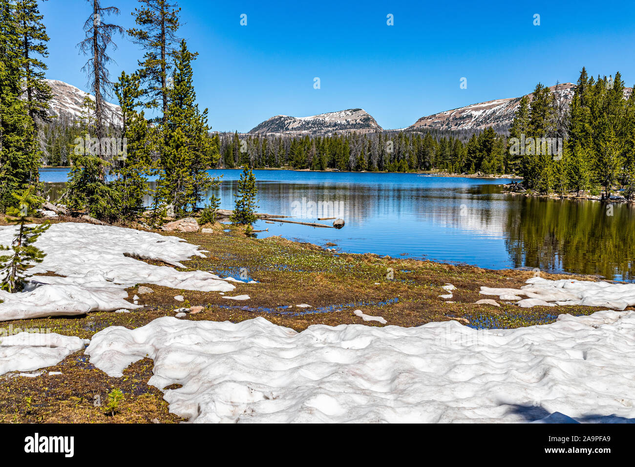 Teapot Lake is along the Mirror Lake Scenic Byway in the Uinta