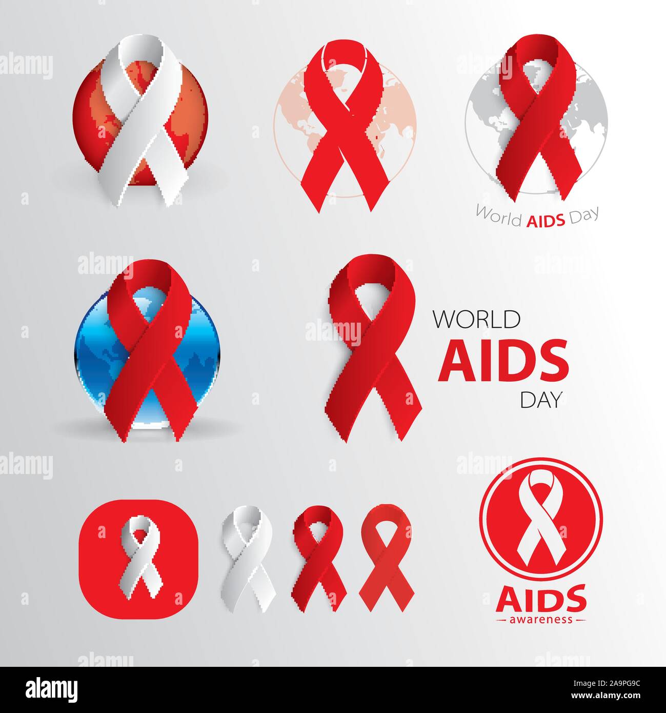 World AIDS day. AIDS awareness. Medical signs. Vector icons. Stock Vector