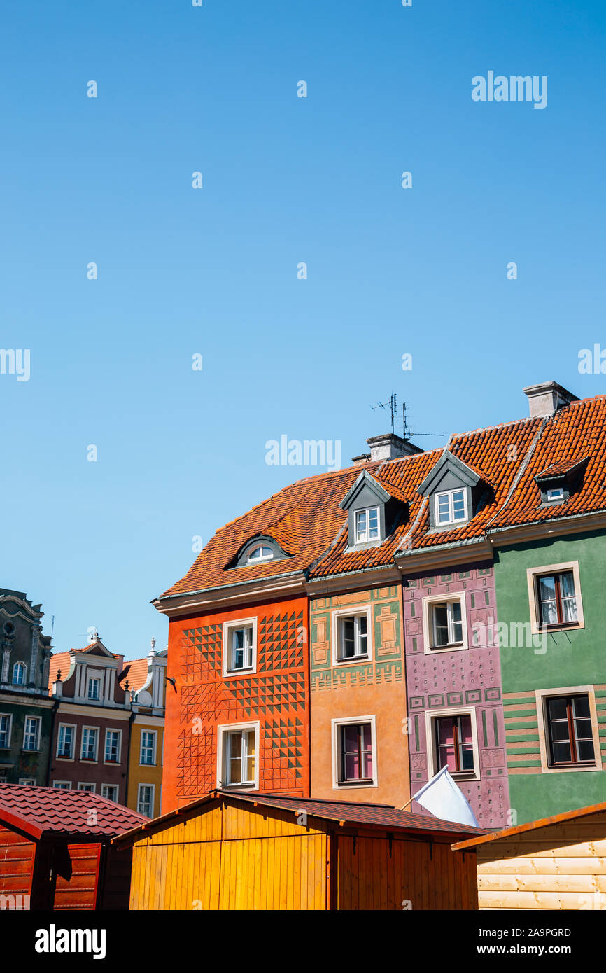 Stary Rynek old town market square, colorful buildings in Poznan, Poland Stock Photo