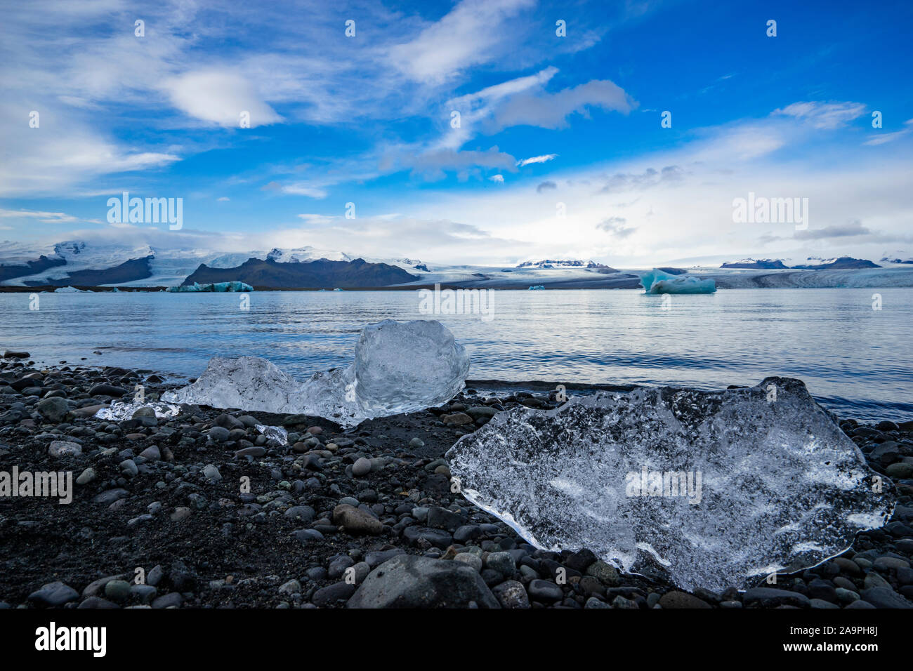 impressive ice landscape of Jökulsárlón glacier lagoon in  Iceland Stock Photo