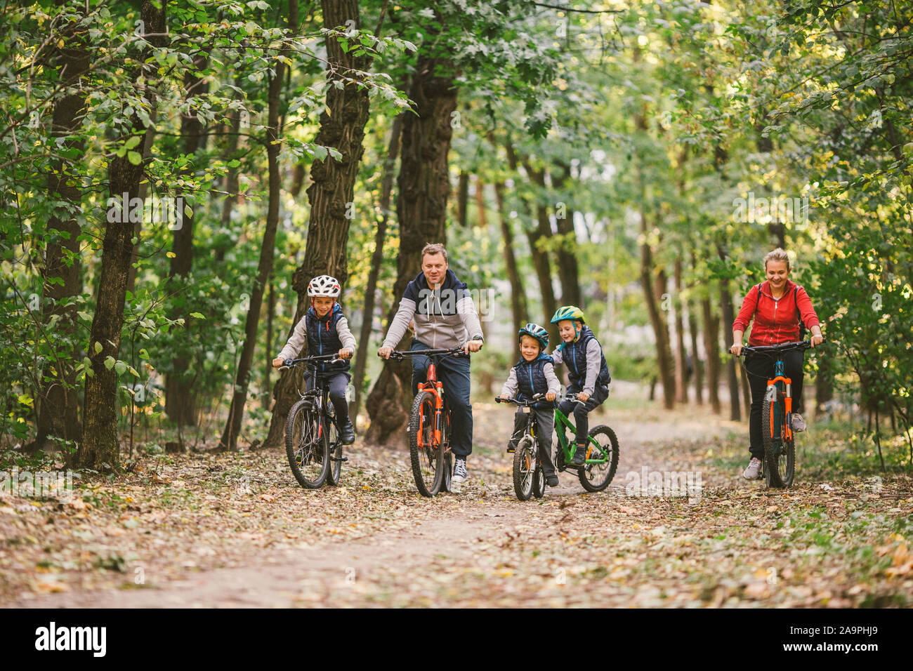 family mountain biking