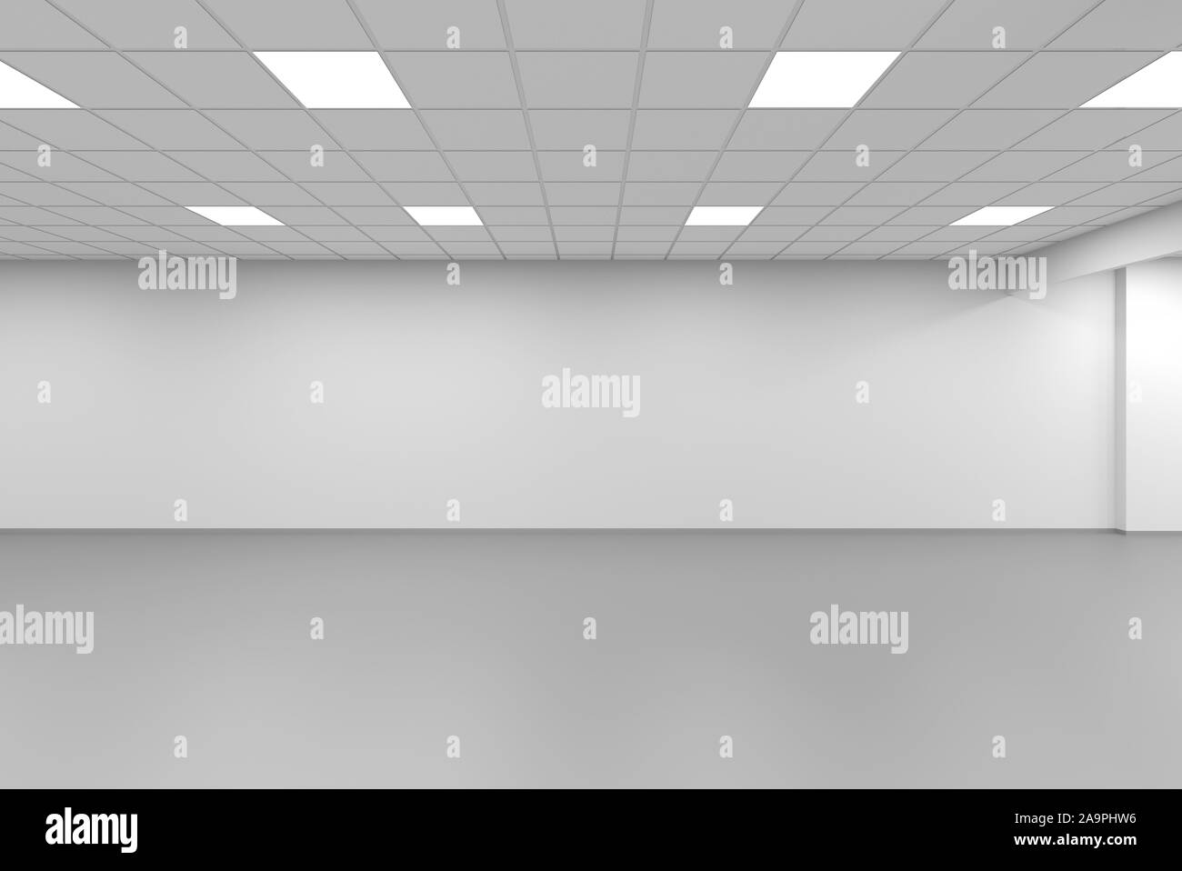Wide room, an empty office interior background, 3d rendering illustration Stock Photo