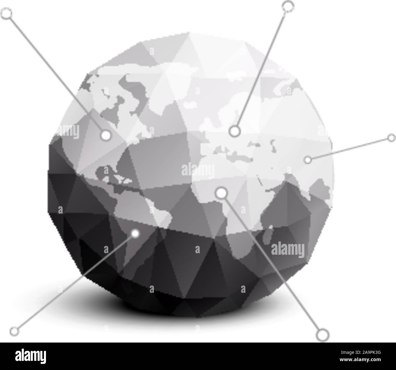 Planet earth in gray polygon style. Vector template for business. Template Earth map. Icon planet earth. Earth logo. Infographic map earth. Images of Stock Vector
