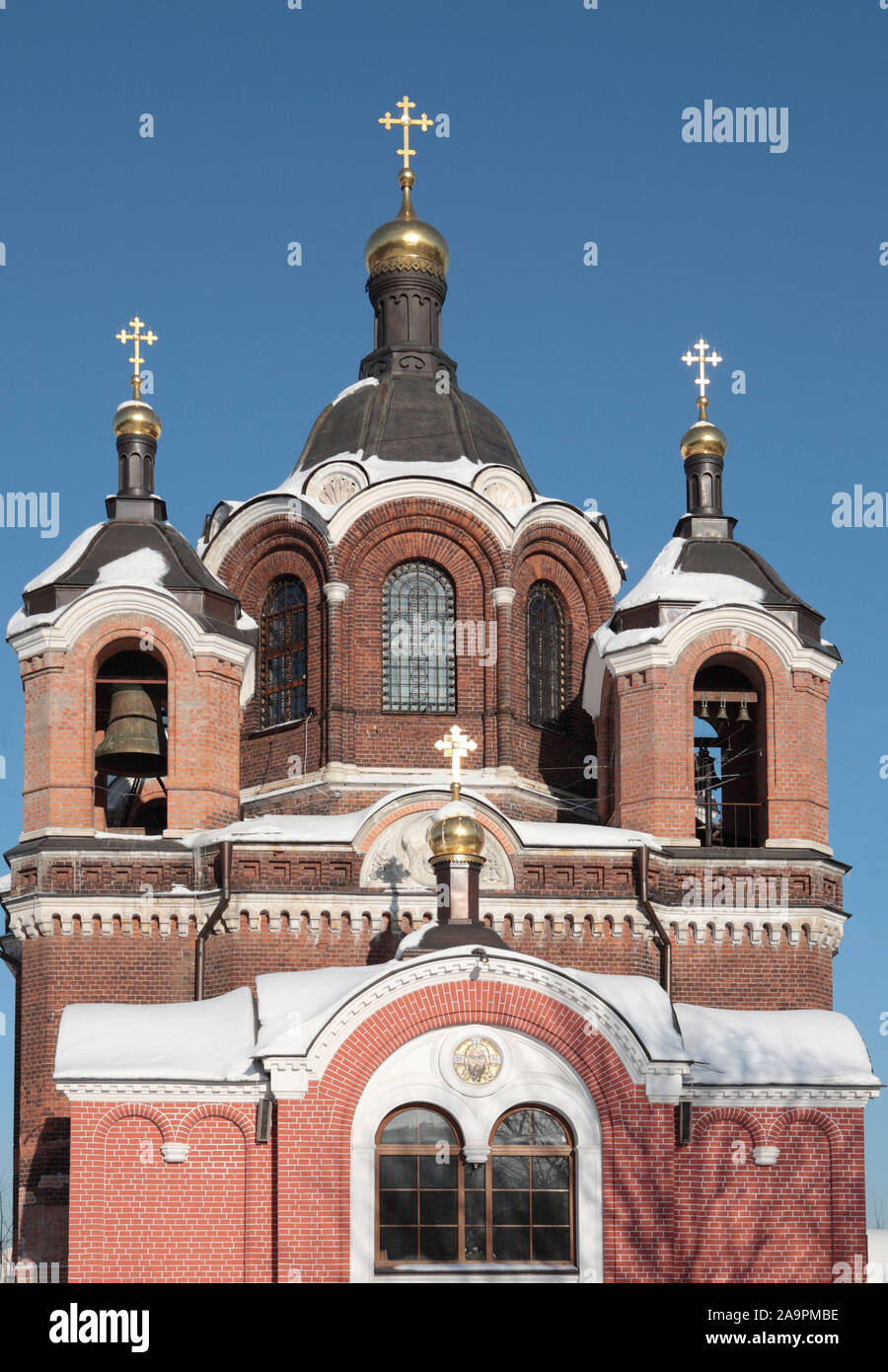 church in the winter daytime on sky background Stock Photo - Alamy