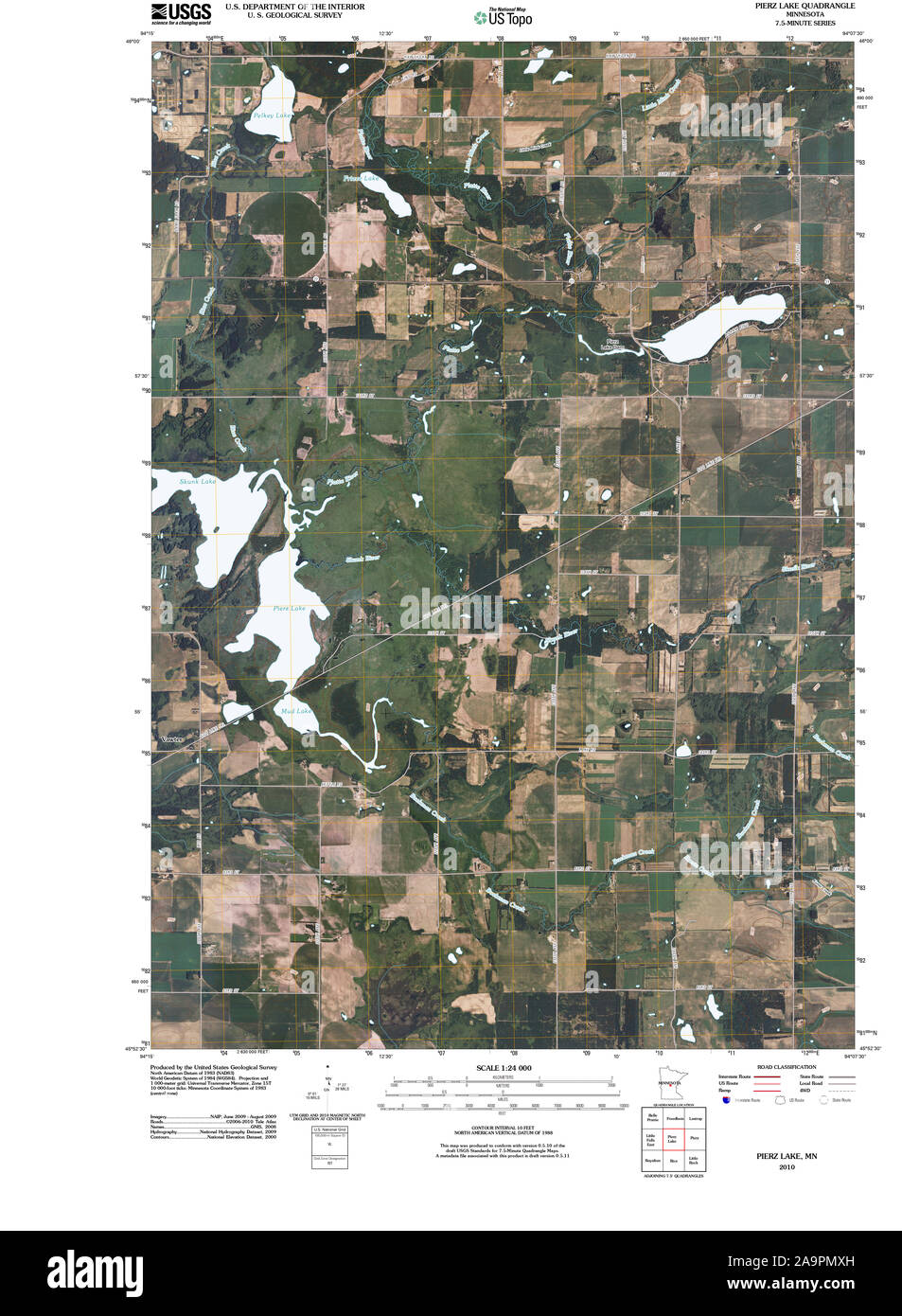 USGS TOPO Map MInnesota MN Pierz Lake 20100806 TM Restoration Stock Photo