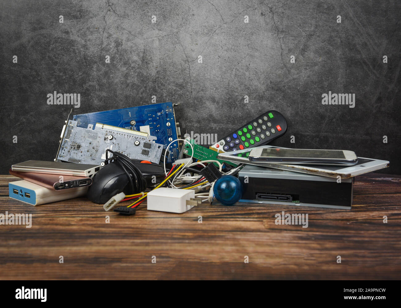 Electronics waste concept / Garbage electrical waste ready for