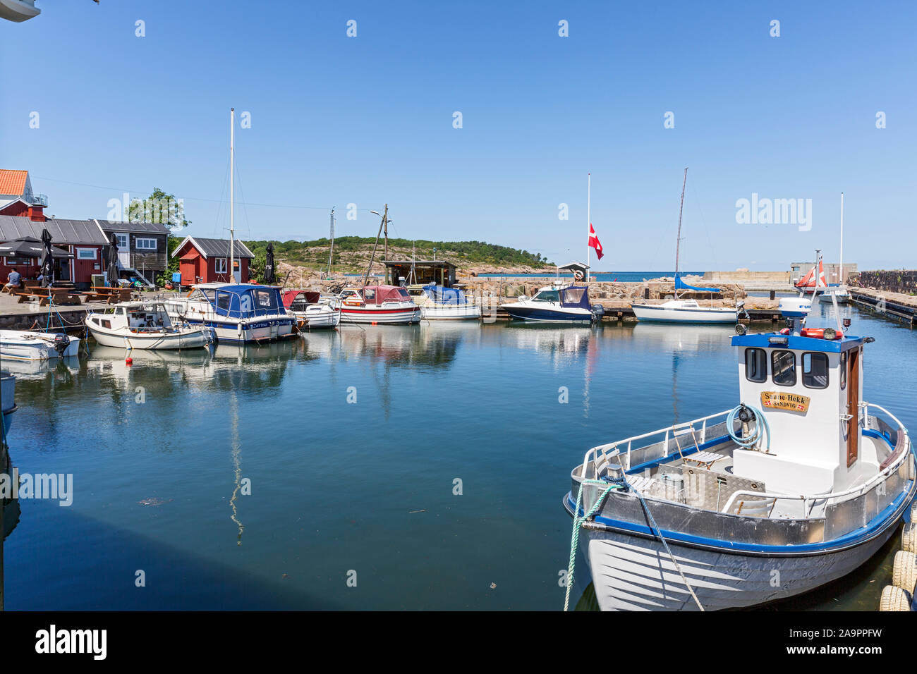 Bornholm, Sandvig, Daenemark, Hafen, Boote Stock Photo