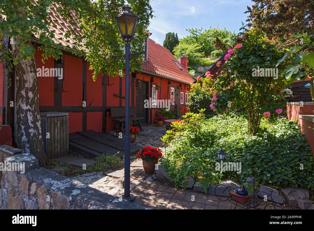 Bornholm, Gudhjem, Fachwerkhaus, Garten Stock Photo