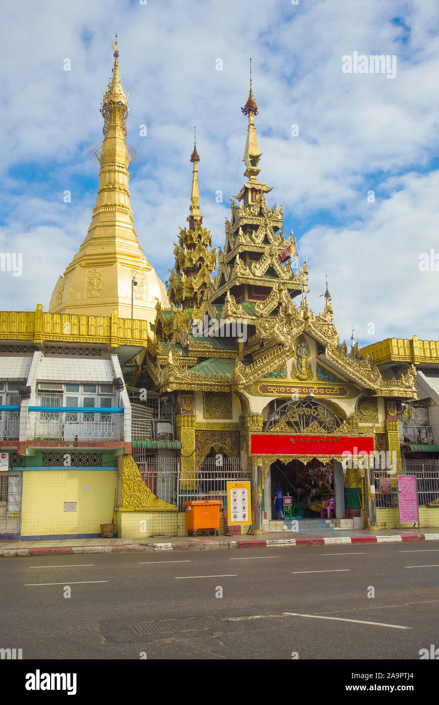 YANGON, MYANMAR - DECEMBER 17, 2016: At the entrance to the Sule Pagoda Stock Photo