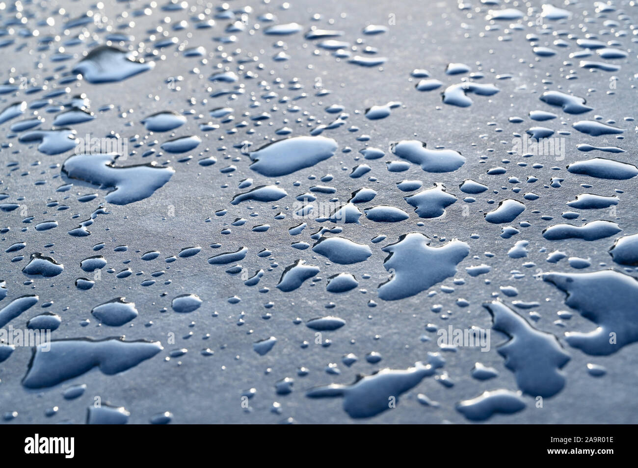 Drops of water against a dark background. Stock Photo
