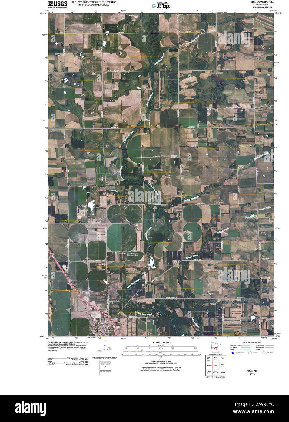 USGS TOPO Map MInnesota MN Rice 20100806 TM Restoration Stock Photo - Alamy