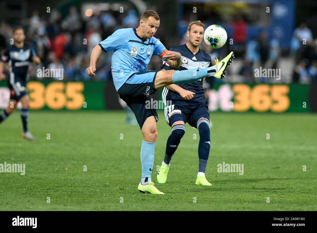 Sydney, Australia. 17th Nov 2019. A League Football, Sydney Football Club versus Melbourne Victory; Alex Wilkinson of Sydney clears the ball from danger Credit: Action Plus Sports Images/Alamy Live News Stock Photo