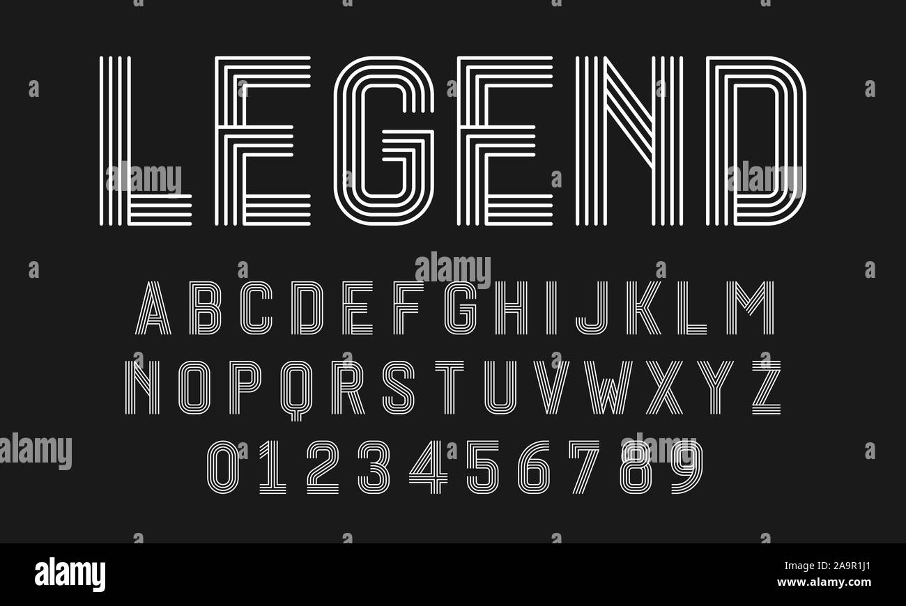 Set of alphabets font letters and numbers modern abstract design with ...