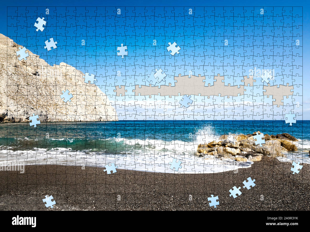 An image of a incomplete puzzle beach Stock Photo - Alamy
