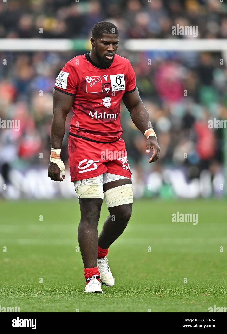 Northampton UK. 17th Nov 2019. Patrick Sobela Lyon Northampton Saints v Lyon. Heineken Champions Cup. Franklins