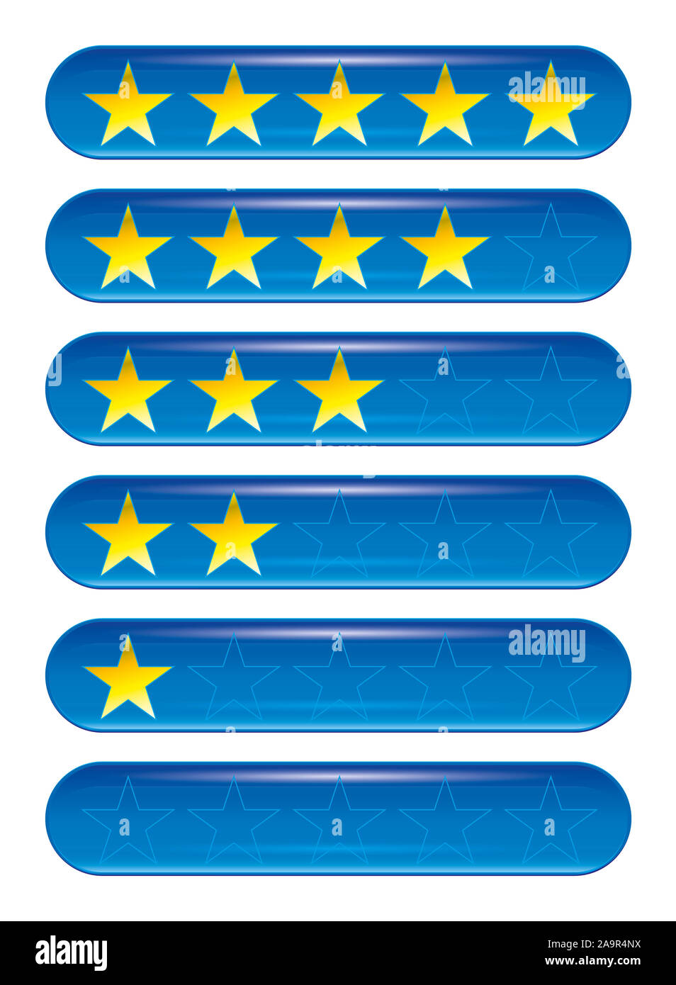 A set of five star rank icons Stock Photo