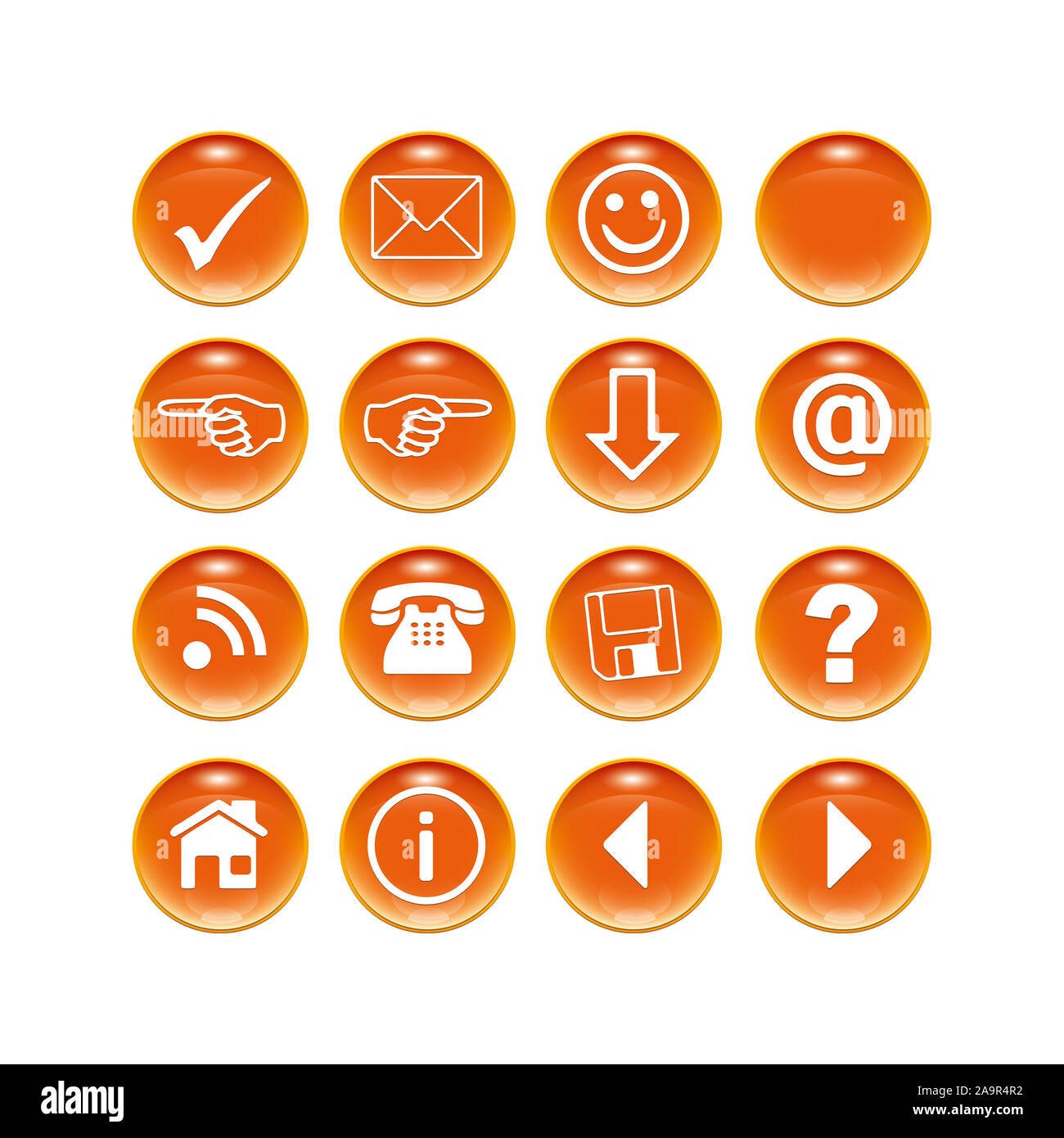 An orange button set for your website Stock Photo