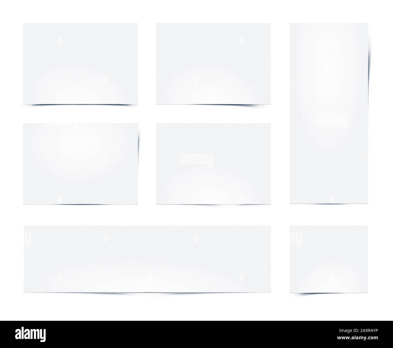 7 stylish web content boxes with a realistic shadow Stock Photo - Alamy