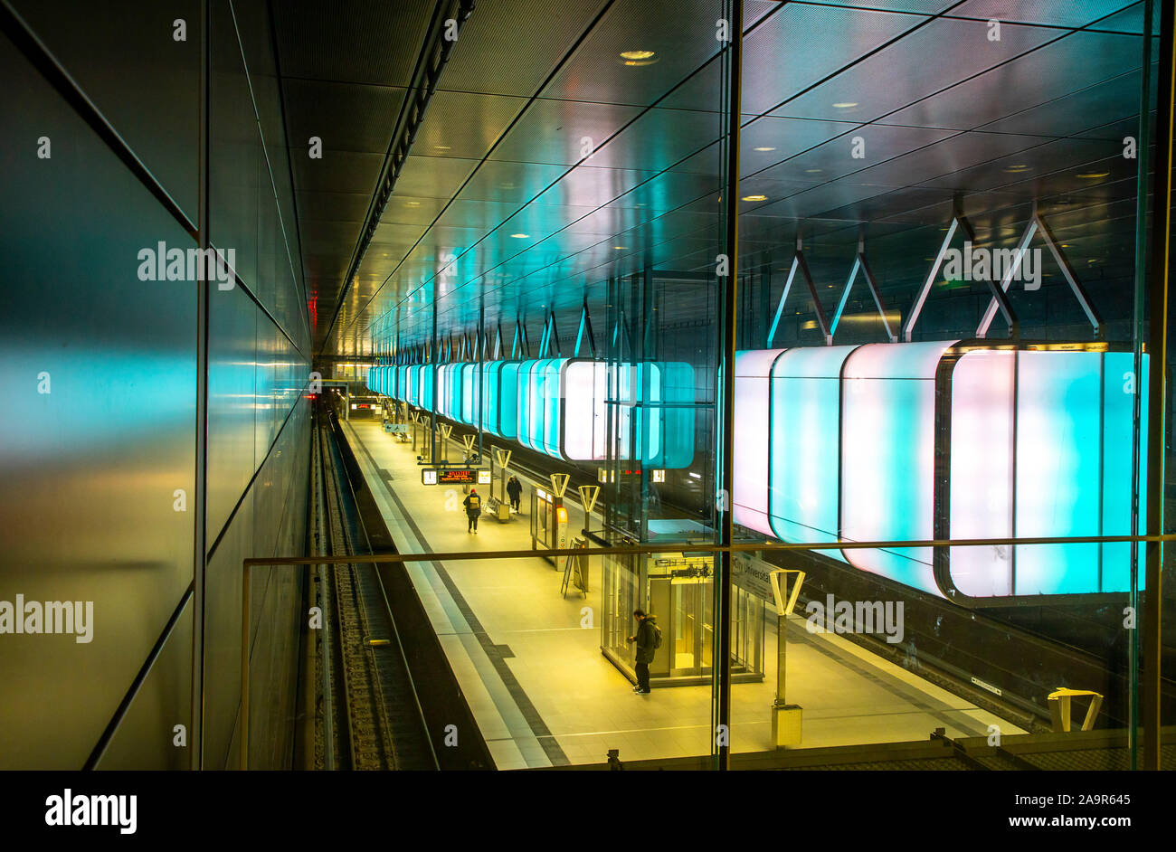 Subway station Hafencity University, underground line U4, in Hamburg, †berseequartier, Stock Photo