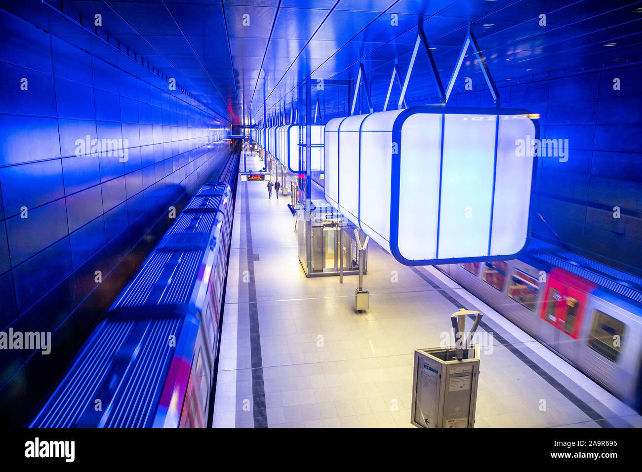 Subway station Hafencity University, underground line U4, in Hamburg, †berseequartier, Stock Photo