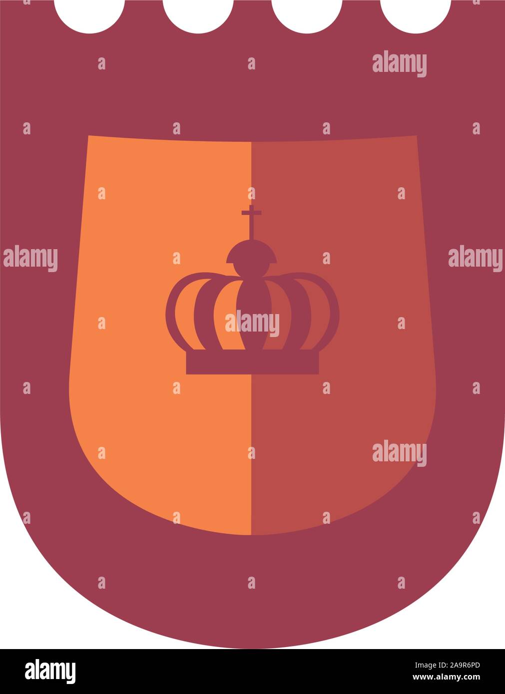 shield crown royal antique medieval flat design vector illustration ...