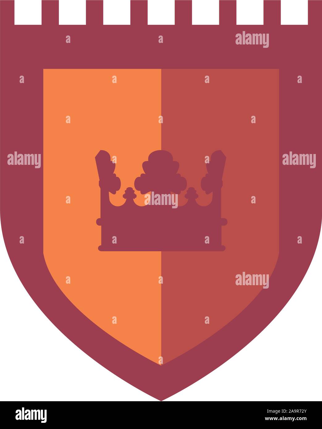 shield crown royal antique medieval flat design vector illustration ...