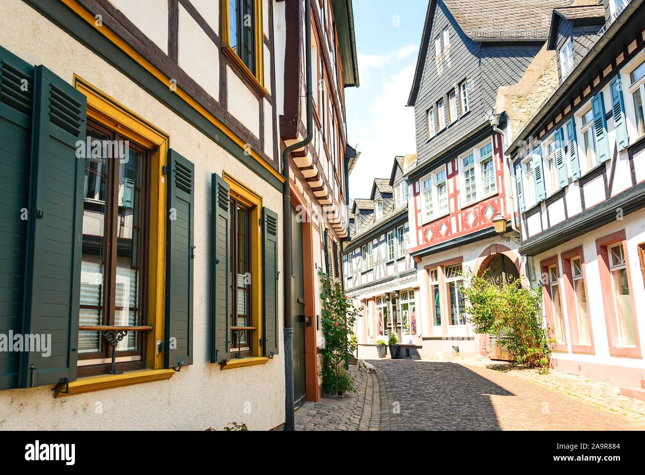 MAINZ, Germany - 21 July 2018. Old part of the town with typical picturesque buildings Stock Photo