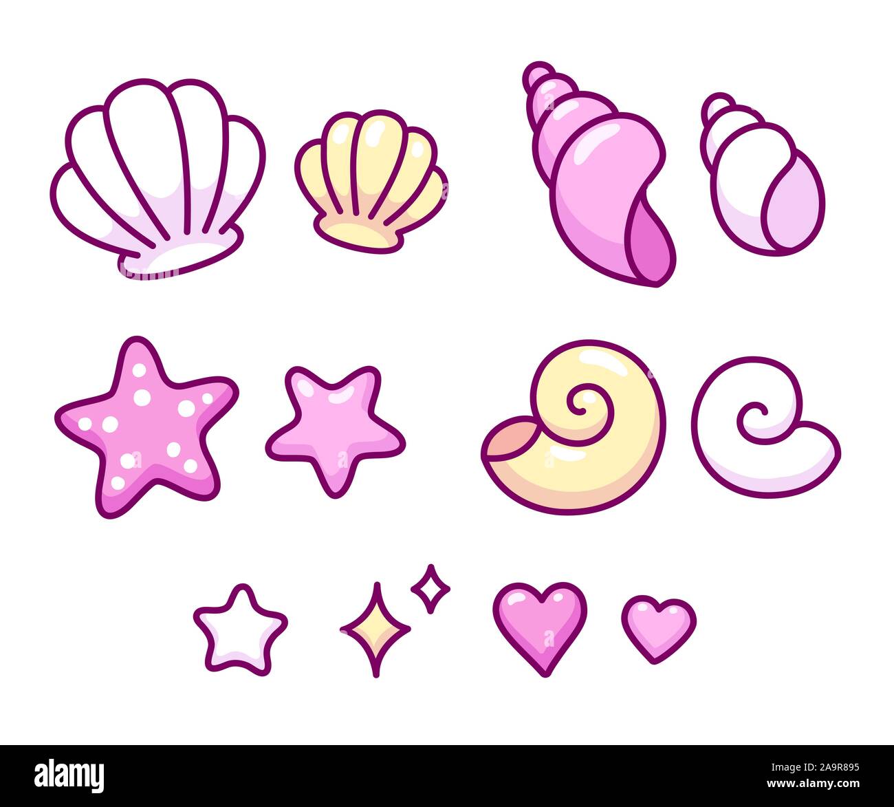 Seashell Cartoon Images Sea Shells Marine Cartoon Clam Shell And Ocean