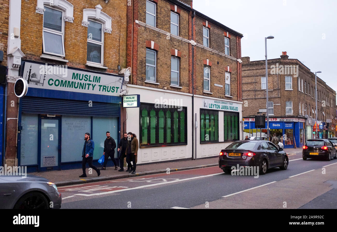 Leyton High Road Muslim Community Trust Centre - Leyton  is a district of East London and part of the London Borough of Waltham Forest, Stock Photo