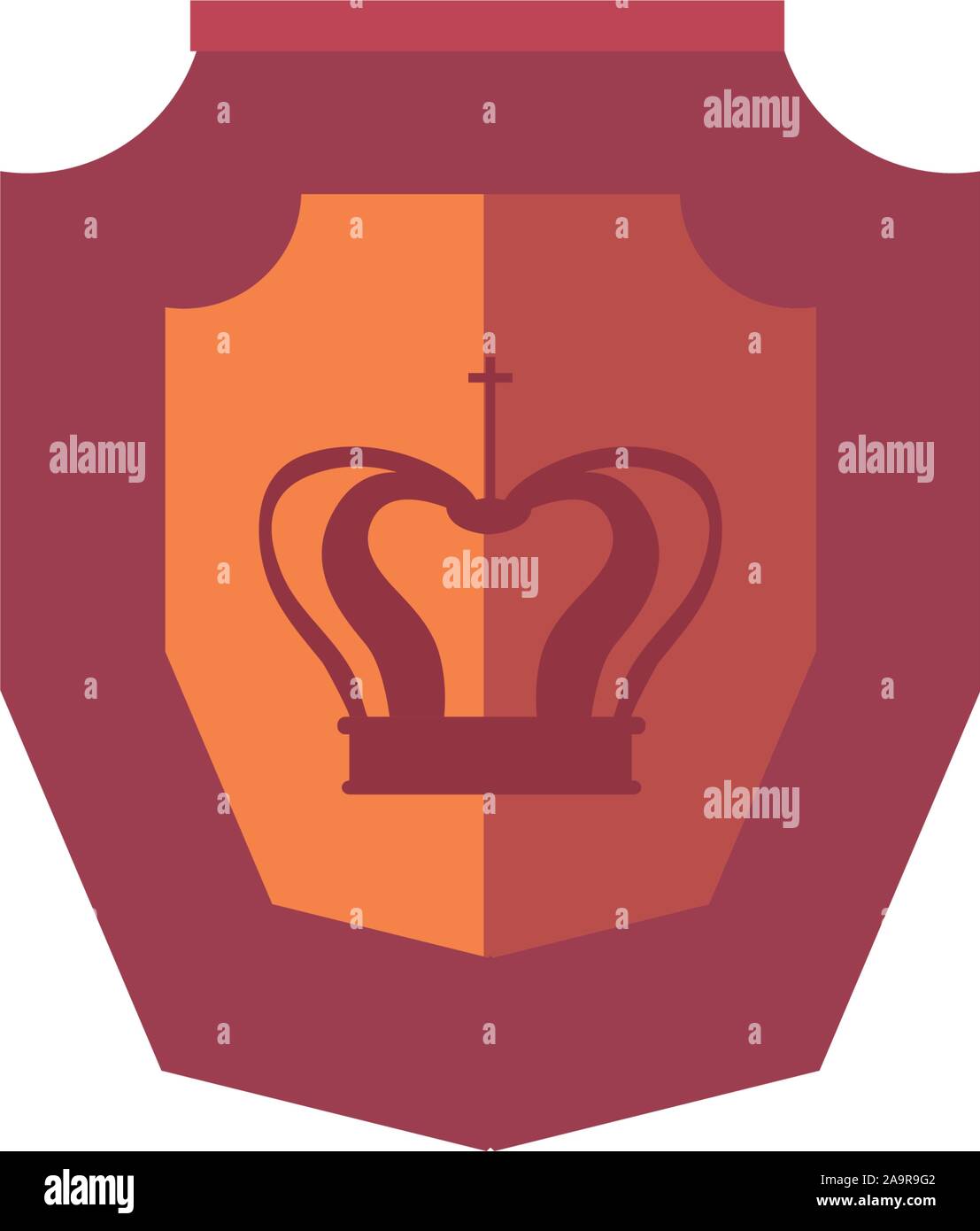 shield crown royal antique medieval flat design vector illustration ...