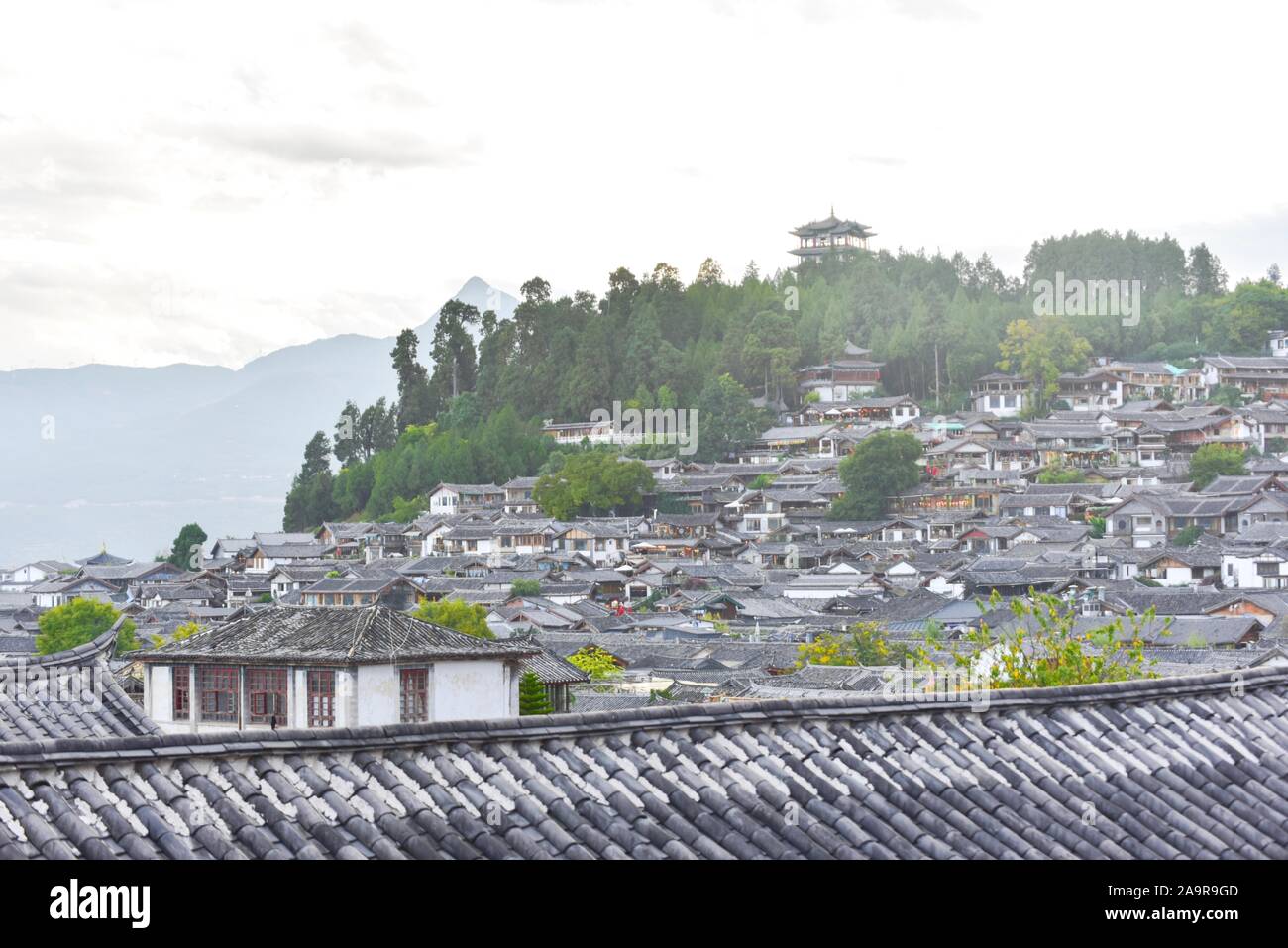 Rooftops of Lijiang Ancient Town in Yunnan Province, China Stock Photo